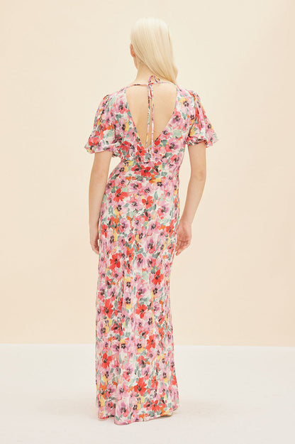 Allegra Silk Dress in Pansy