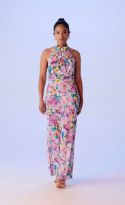 Gigi Silk Halter Dress - RUBY
