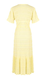 Load image into Gallery viewer, Mirella V Neck Dress in Lemon (16) - RUBY
