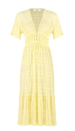 Load image into Gallery viewer, Mirella V Neck Dress in Lemon (8) - RUBY

