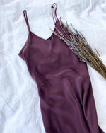 Load image into Gallery viewer, Silk Long Slip Dress in Plum - Kenzie Silk

