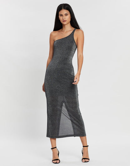 Shimmer One Shoulder in Black
